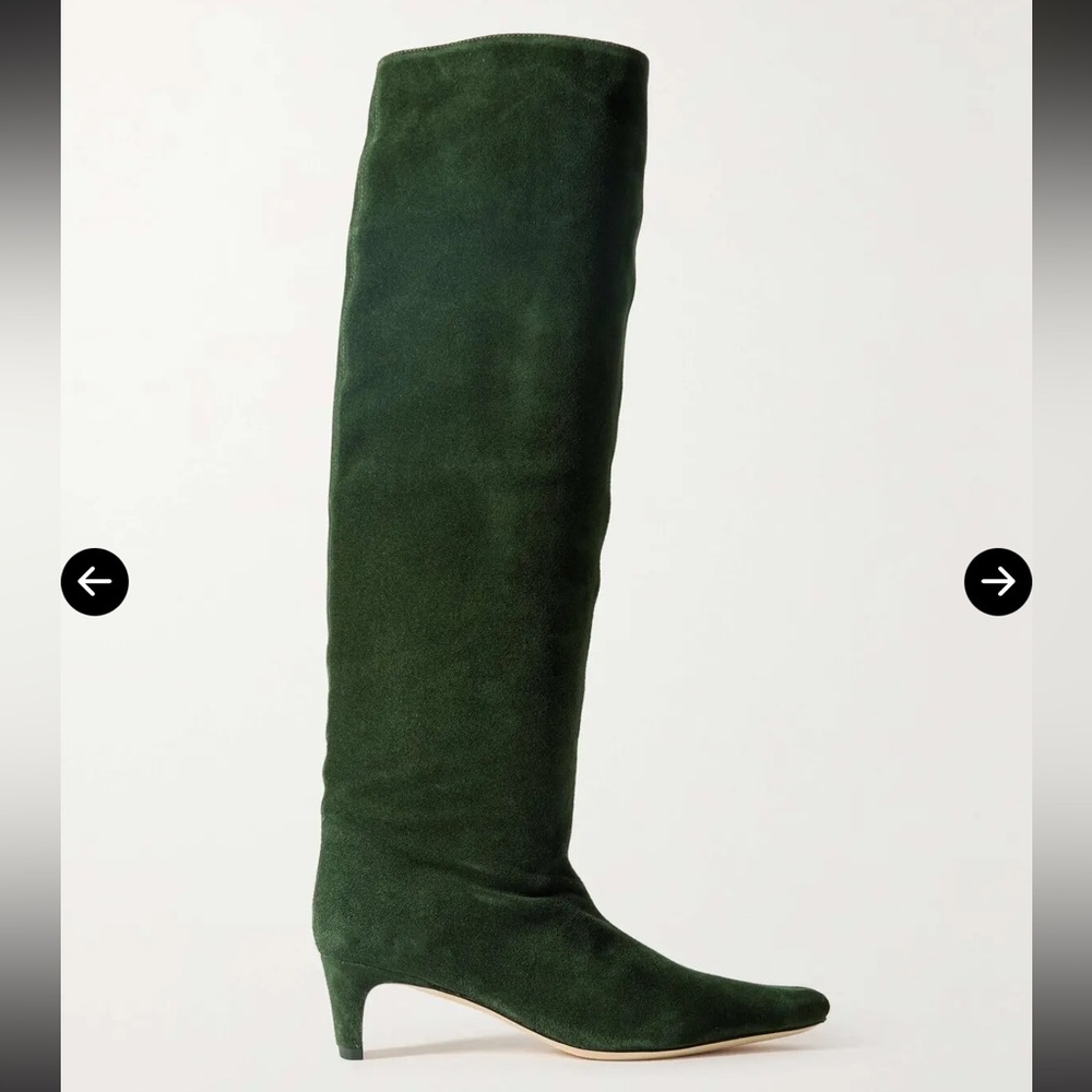 NWOT STAUD Wally Knee Suede Heeled Boots - size 5 - Green